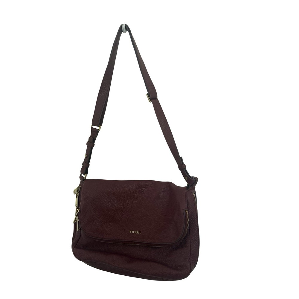 Fossil Preston Maroon Burgundy Leather Crossbody Flap Shoulder Purse ZB5873